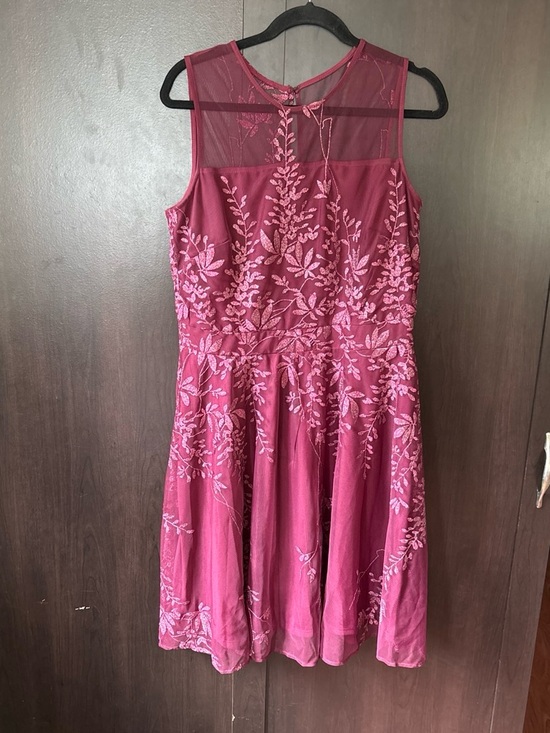 J. Taylor Dresses & Skirts - Burgundy Embroidered lace Sleeveless Dress in Rich Berry with Gold Zipper